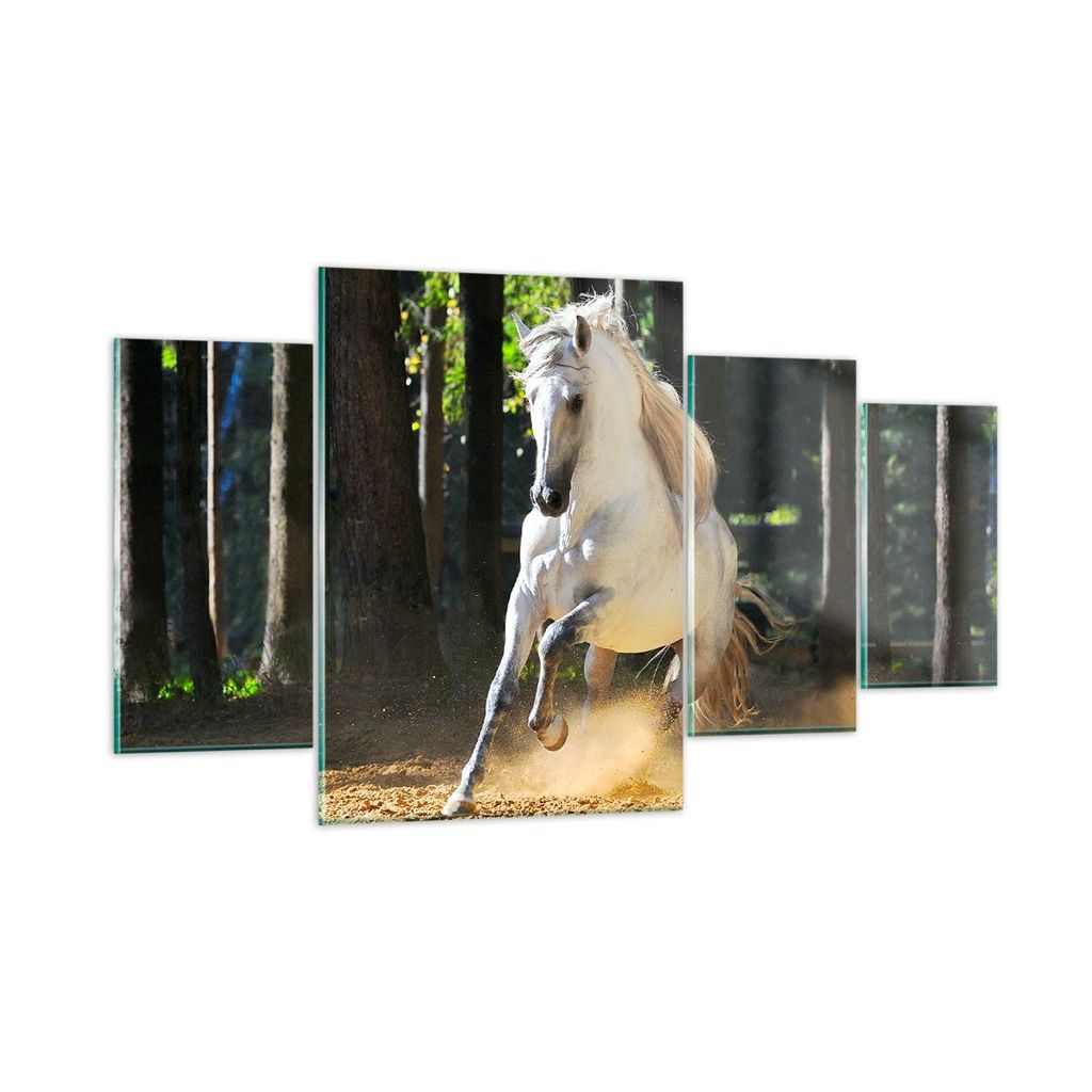 Bilder auf glas - Staub Emotionen Pferd Natur - 160x90cm - Glasbilder - Wandbilder - Kunstdruck - zum Aufhängen bereit - Wanddekoration aus Glas -...