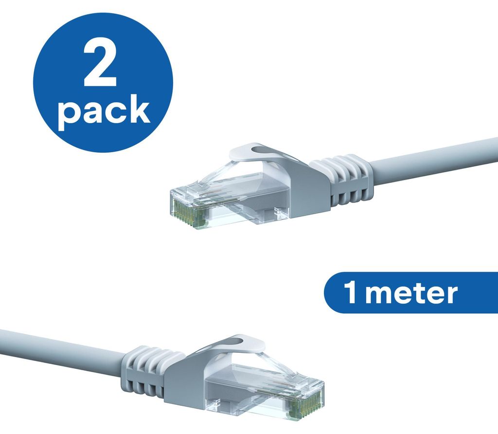 CAT 6 Netzwerkkabel U/UTP - 1 Meter - Weiß - CCA - 2 Stück
