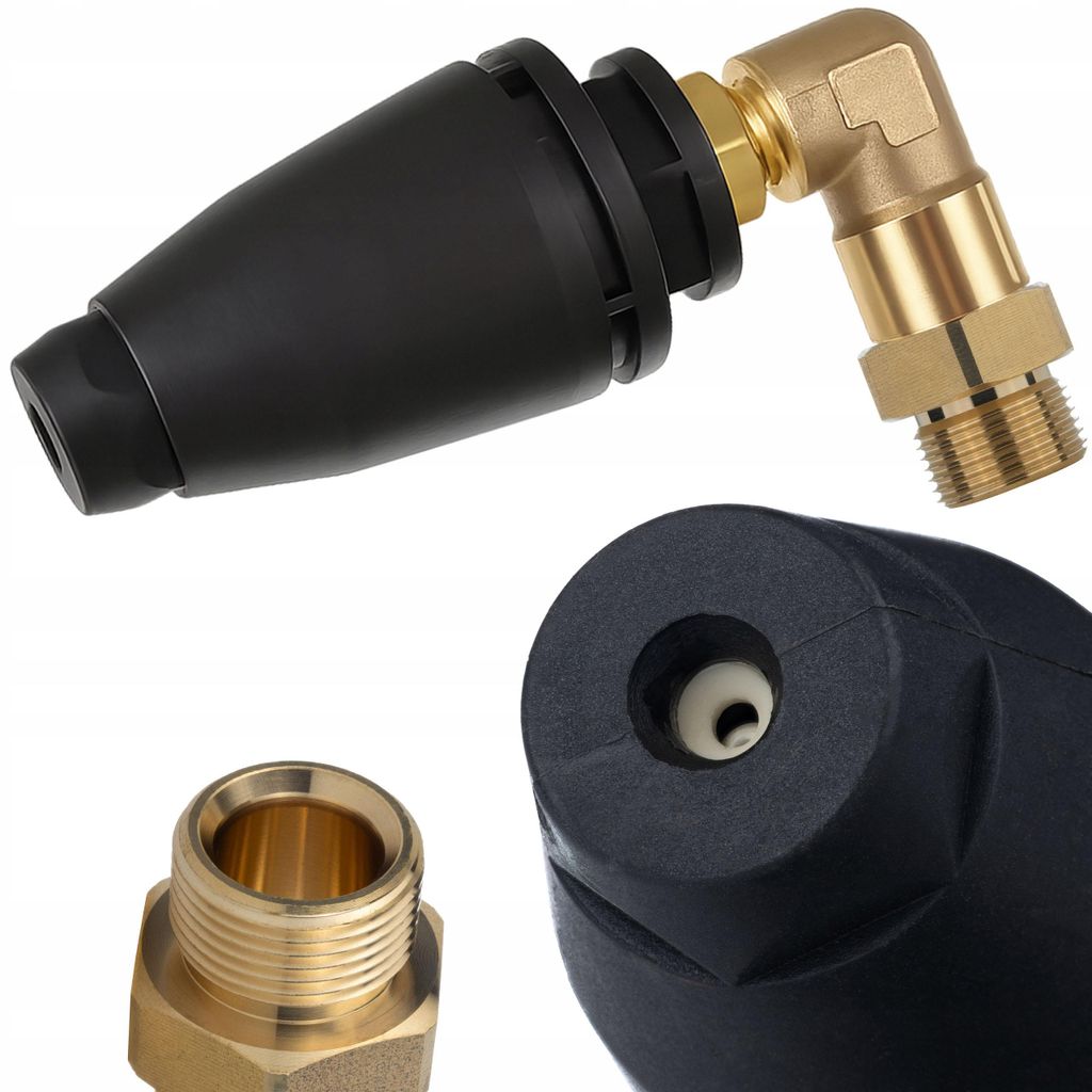 Rotationsdüse Turbo 90° Winkel – M22x1,5 Außengewinde 14mm | Kunststoff Messing | Für Pflaster & Unterboden | Hochdruck