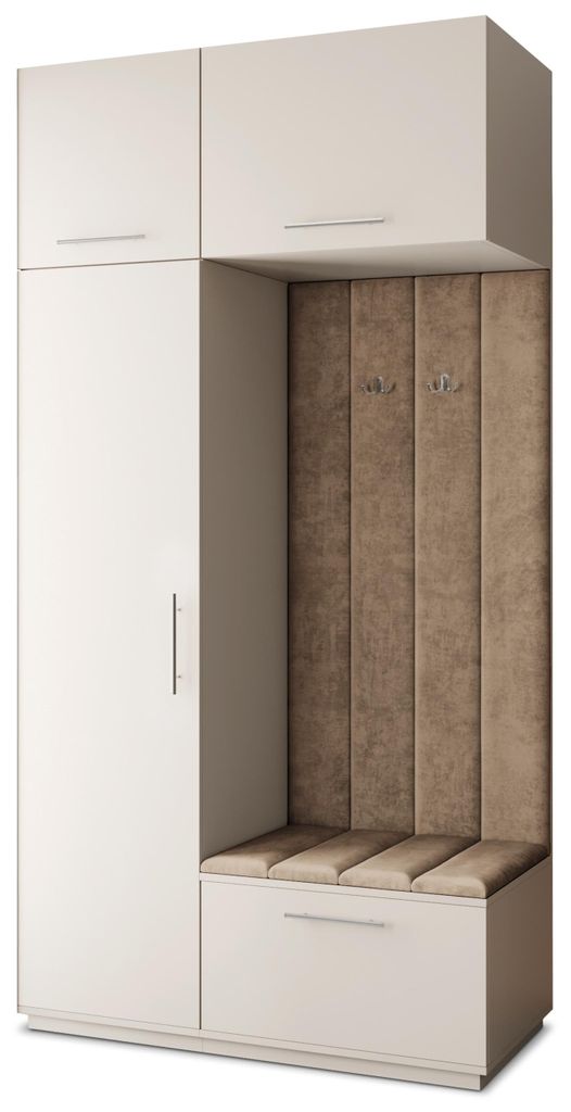 Masseno Garderobe-Set REMA 120/240/60 cm Modern Garderobenschrank Kaschmir, Veloursstoff MONOLITH 09 (Beige)