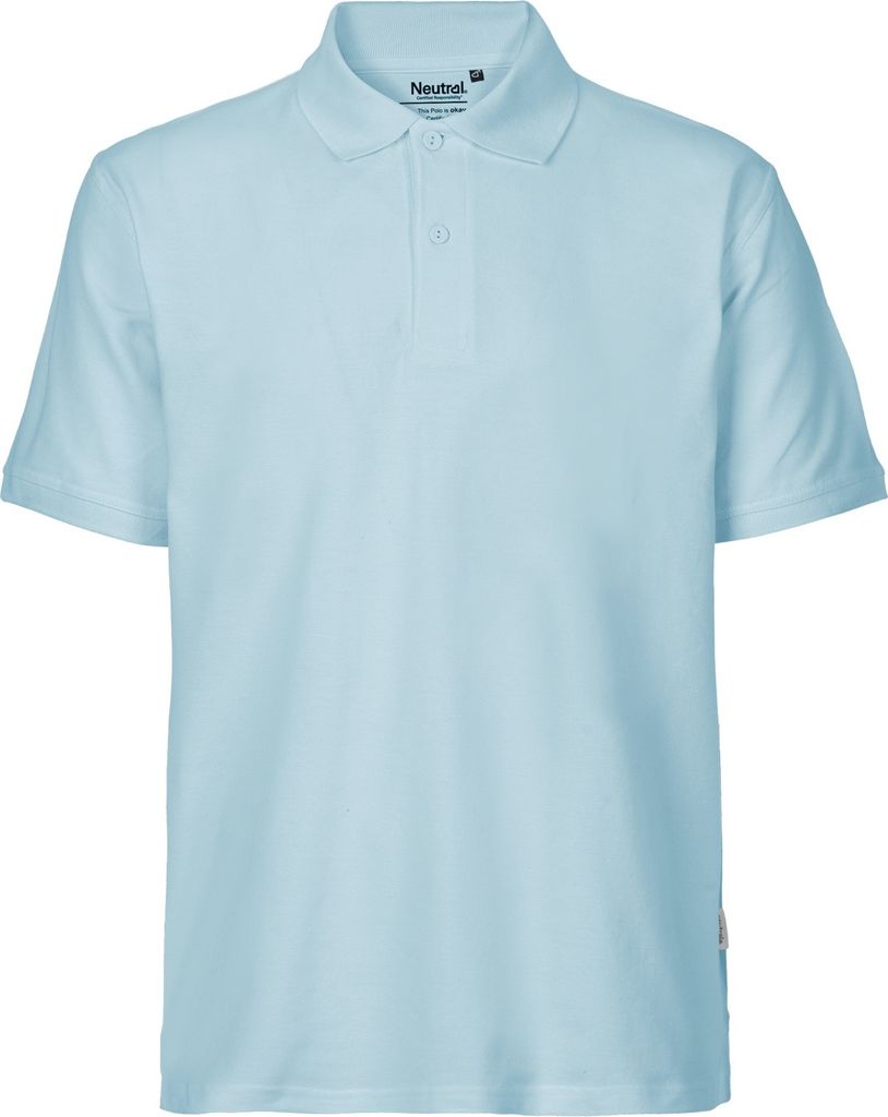 Neutral O20080 | Herren Classic Polo / 100% Fairtrade-Baumwolle - Farbe: Light Blue - Größe: L