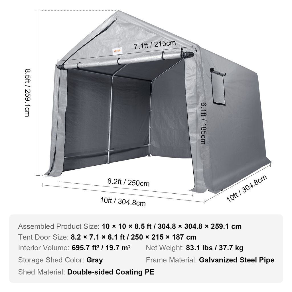VEVOR stan garážový 304,8 x 304,8 x 259,1 cm Garážový stan Obrázek produktu 7