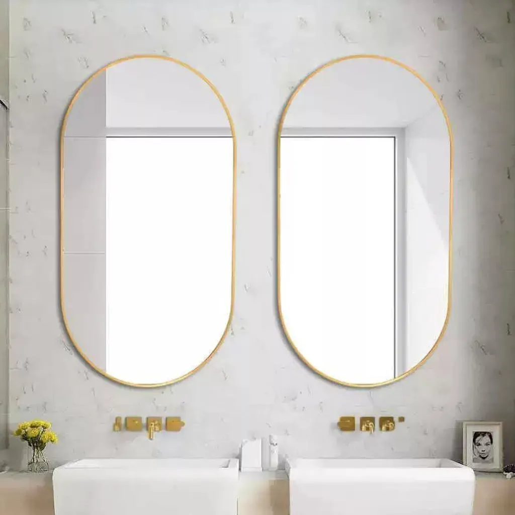 Specchio Ovale Oro 50x60 AIORBER - Arredo Moderno Casa e Ufficio - 2