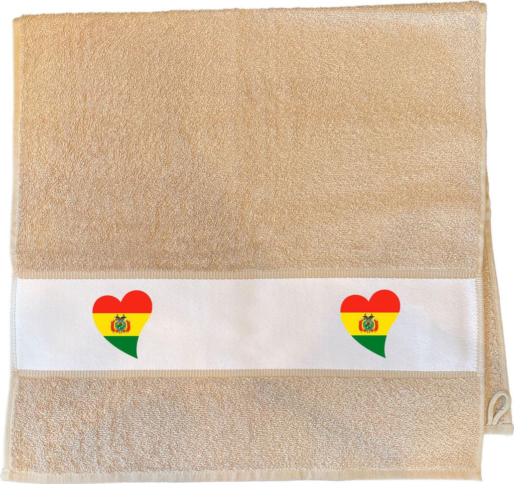 Huuraa Handtuch Bolivien Flagge Herz 50x100cm Sand Baumwolle Handtuch Geschenkidee