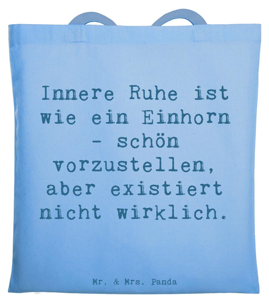 Mr. & Mrs. Panda Shopping Tasche Spruch Innere Ruhe - Sky Blue - Geschenk, Zitat, Meditation, Tragetasche, Stimmung, Balance, Gelassenheit, Jutebeu...