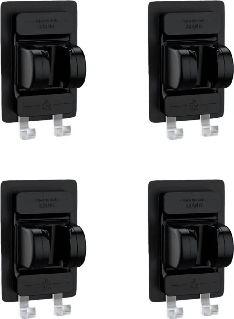 Supporto Doccia Senza Buchi INF Nero - 4 Pezzi ABS 12x8cm Multifunzione