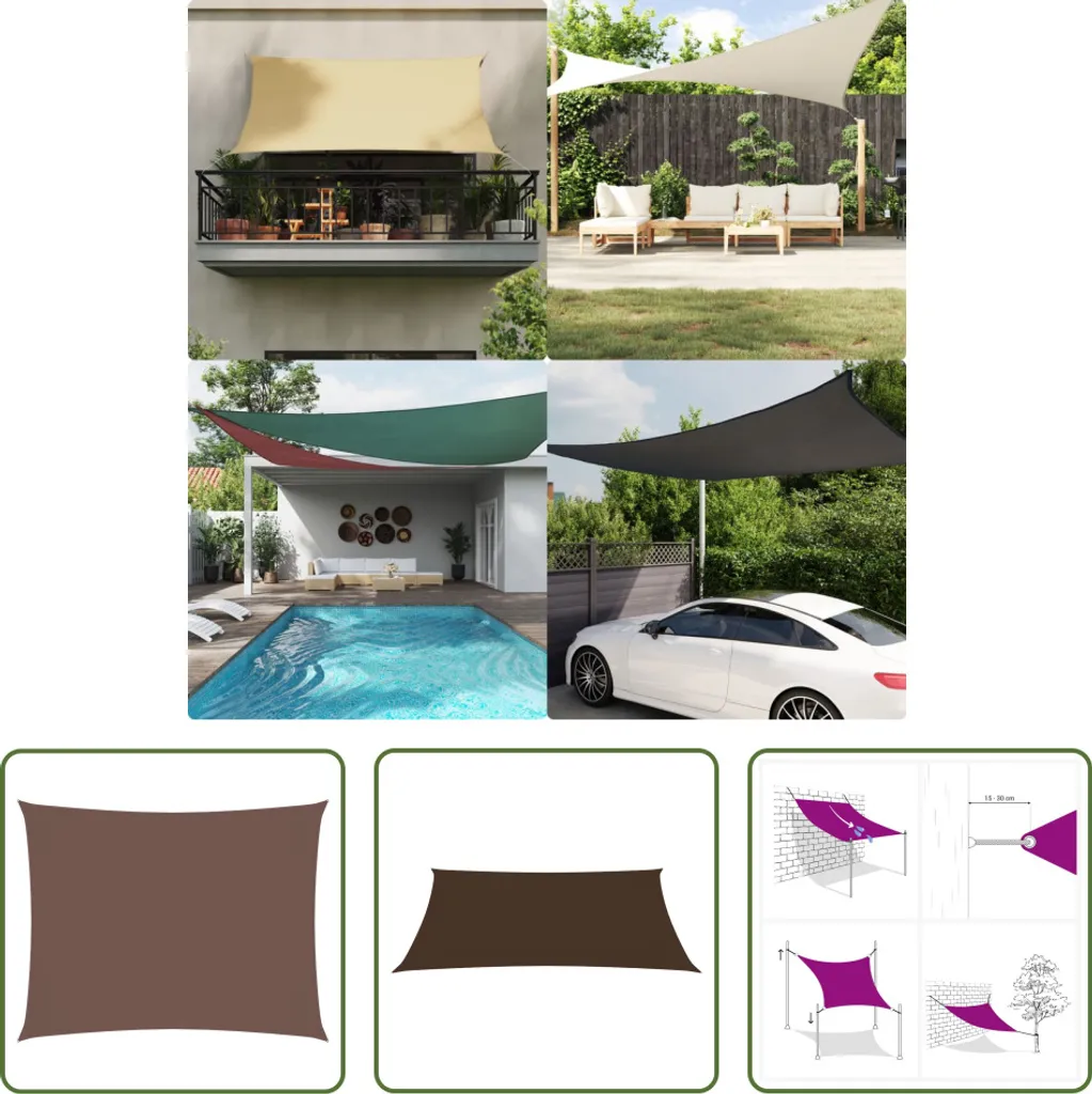 Tenda a Vela 2.5x4m Marrone The Living Store | Design e Ombra Outdoor