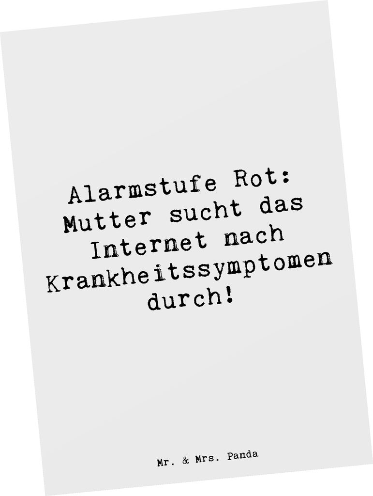 Mr. & Mrs. Panda Postkarte Spruch Mutter Alarmstufe Rot - Weiß - Geschenk, humorvolle Sprüche, Weihnachten, Verwandte, besorgte, Fotokarte, Ansic...