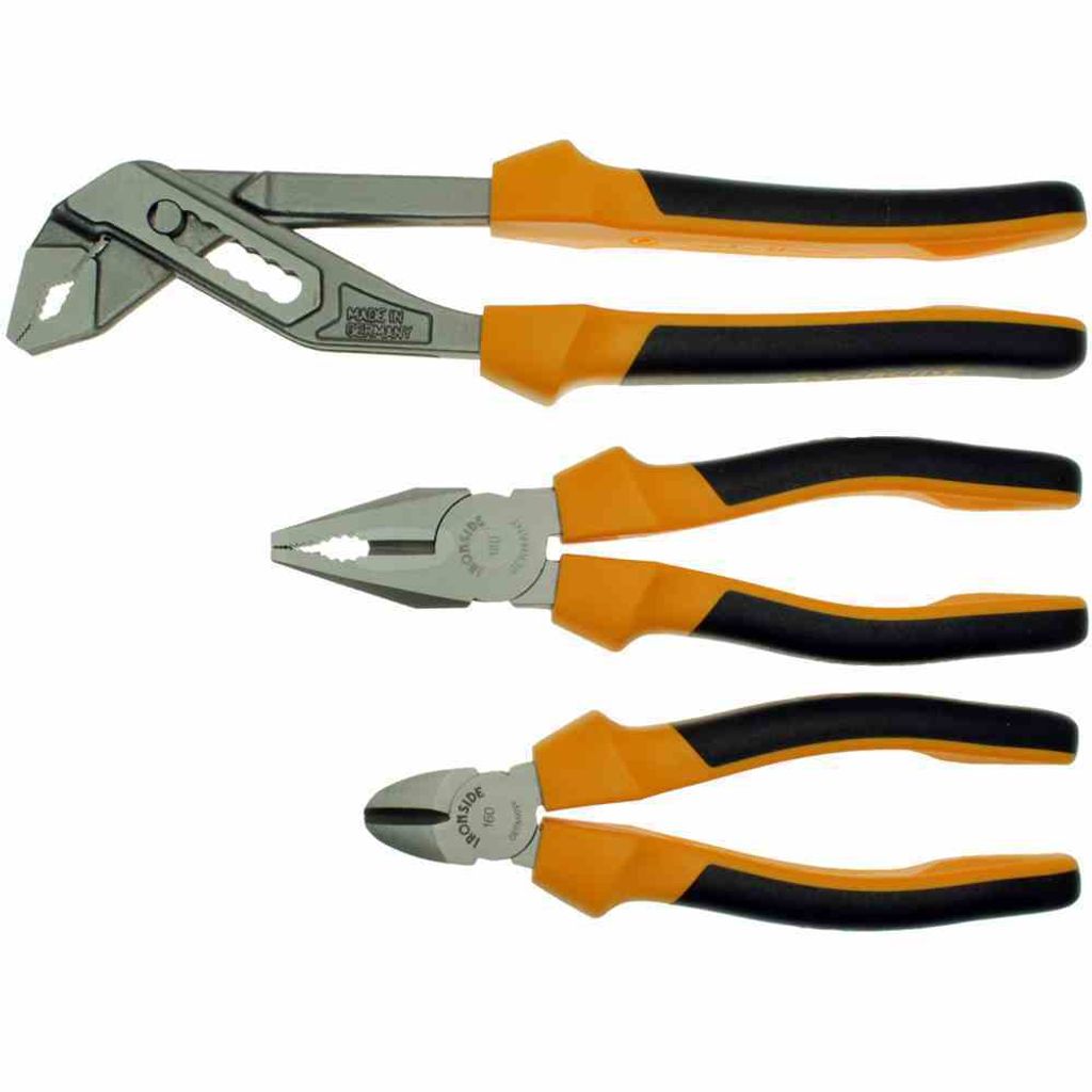Ironside 121-016 Zangen-Satz 3tlg poliert 2Komp-Griff, schwarz/gelb/grausilber (1 Set)