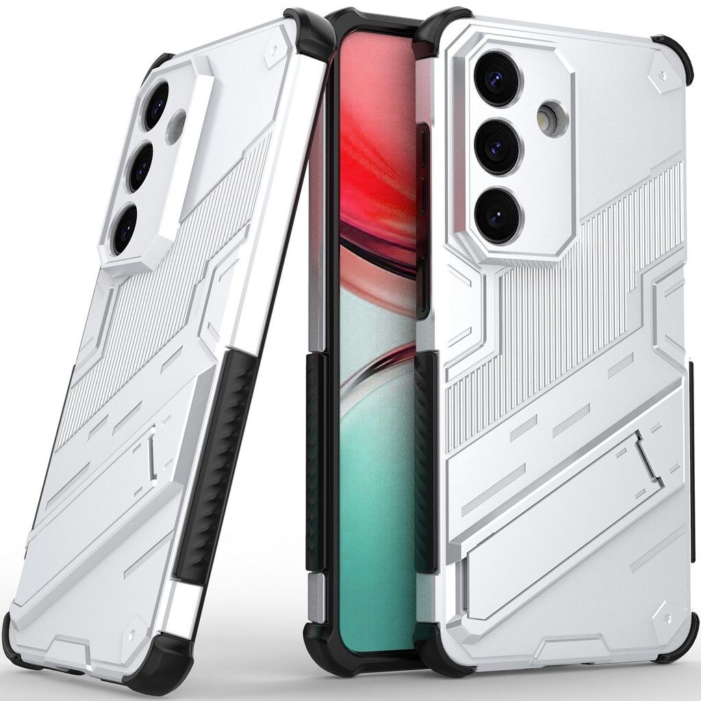 Armor Hülle für Samsung Galaxy S26 Hybrid PC TPU Bumper Stoßfestes Schutzhülle mit Standfunktion Weiß