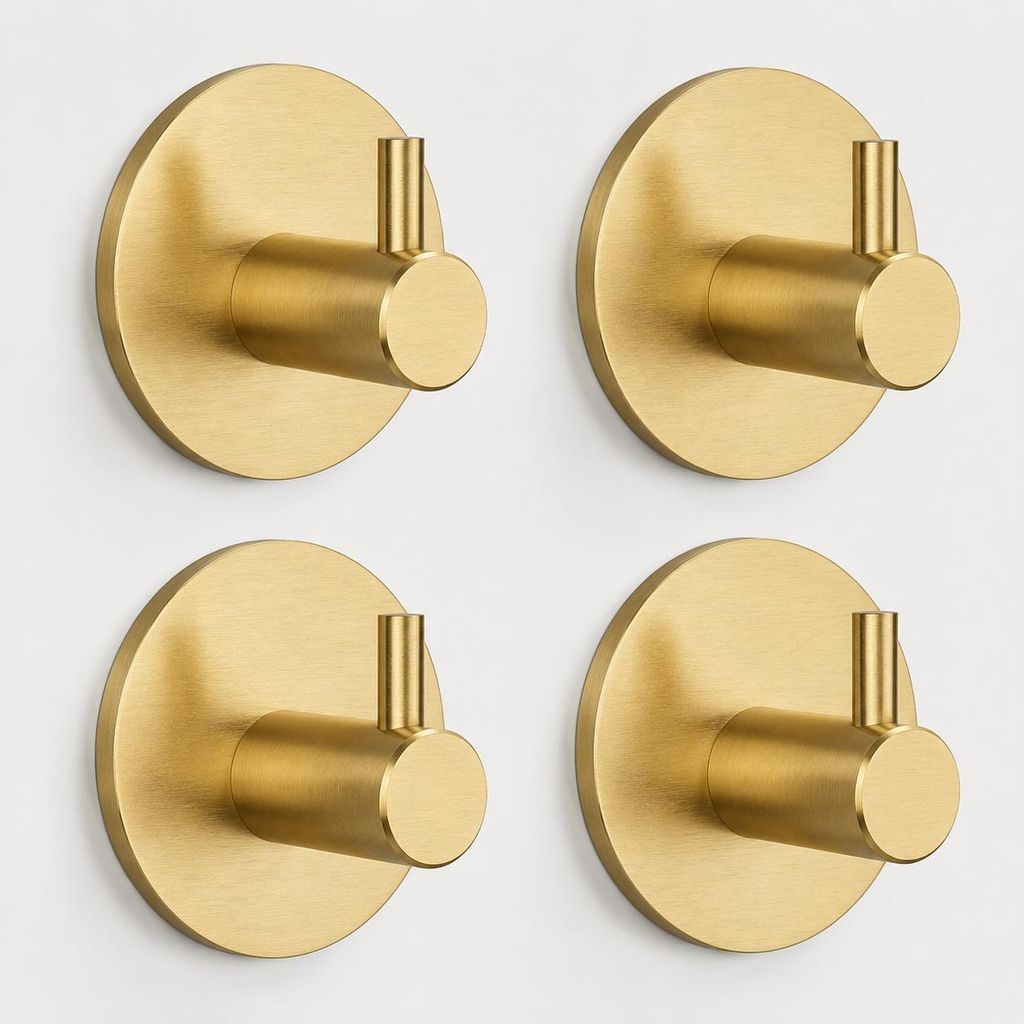Klebehaken rund 4er Set gold Edelstahl wasserfest ohne Produktbild 