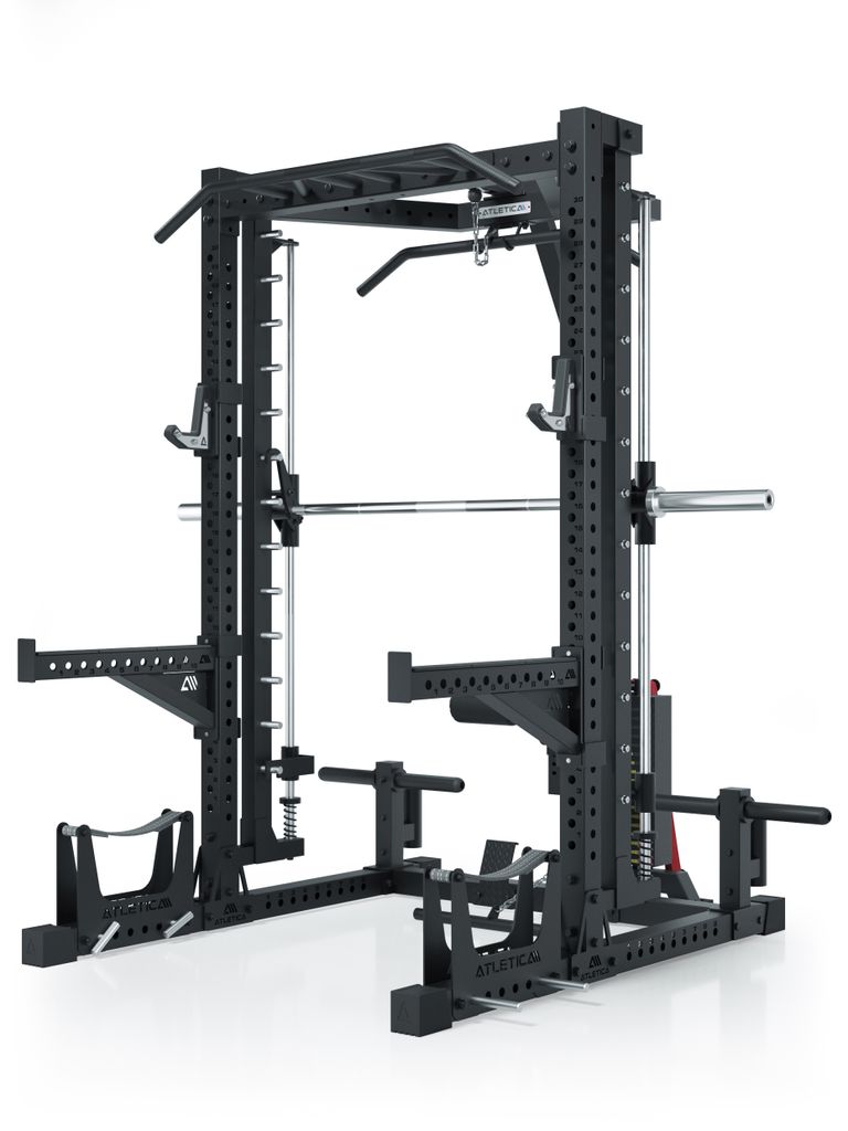 ATLETICA R7 Nemesis | 95 kg Stack Weight Version | 203 cm Höhe | Squat Rack mit Multipresse und 95kg Latzug sowie Deadlift Station