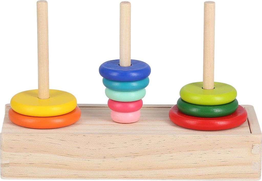 Turm von Hanoi 10 Ringe Puzzle Holz Logikspielzeug mit Aufbewahrungsbox für Kinder 5 Jahre alt und beobachtet