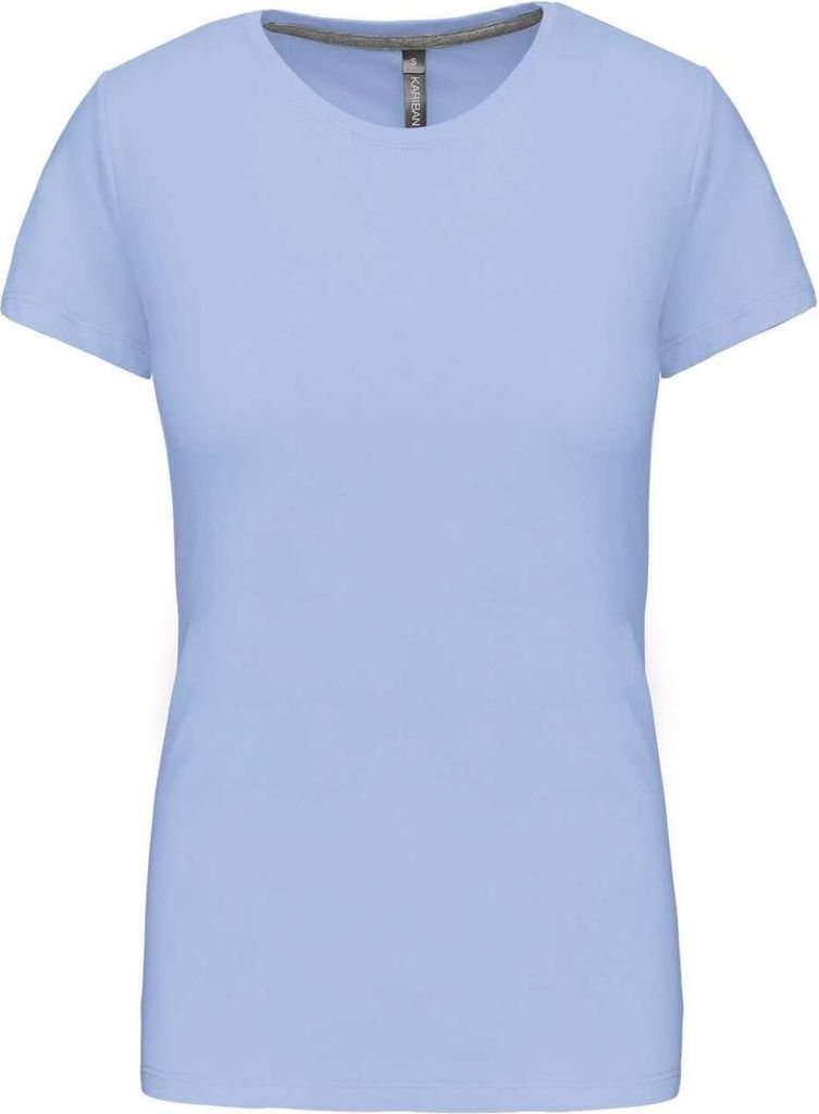 Kariban Damen T-Shirt Crew Neck Kurzarm Rundhals Kurzarmshirt Sommer, Größe:S, Farbe:Sky Blue