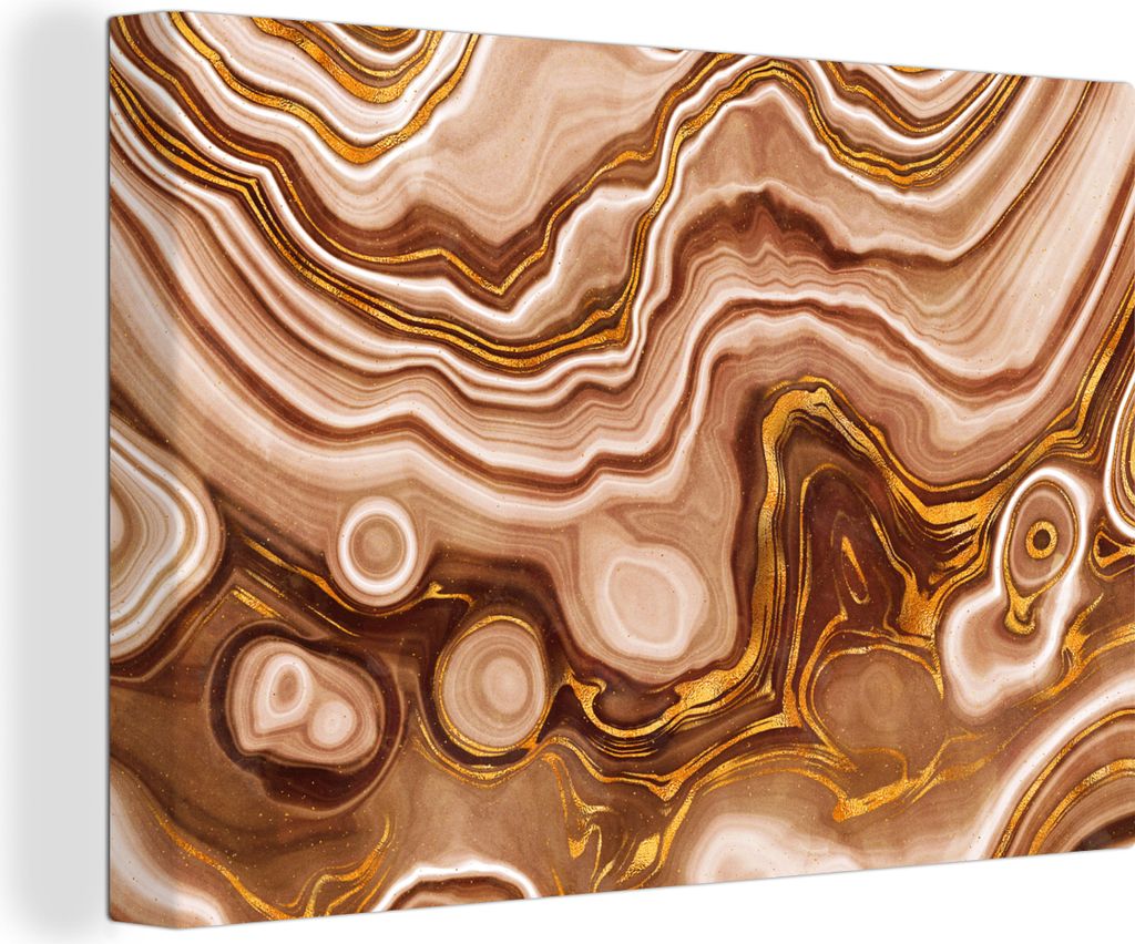 OneMillionCanvasses - Leinwandbilder - 150x100 cm, Gold - Achat-Geode - Steine - Braun, Wandbilder Kunstdruck Wanddekoration - Foto auf Leinwand ...