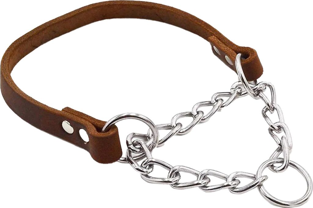 Halsbänder für Hunde, Leder-Trainingshalsband für Hunde, Anti-Flucht-Hundehalsband mit Edelstahlkette, kein Ziehen, für mittelgroße und große...
