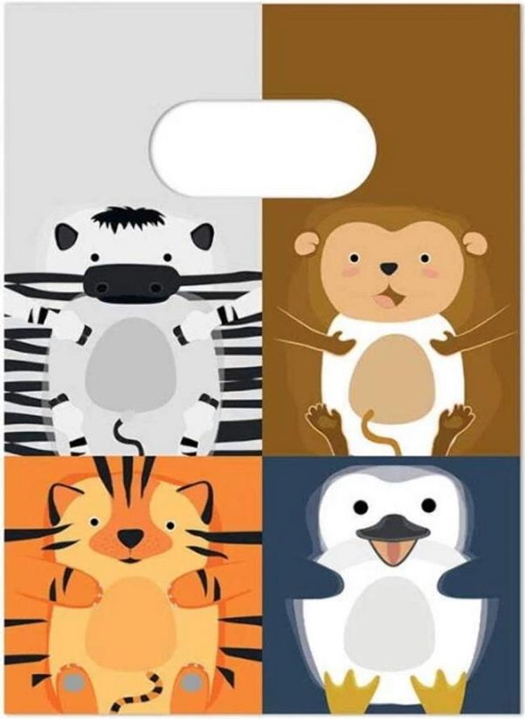 Papier-Geschenktüten ZOOTIERE Safari Dschungel Geburtstag 4St.