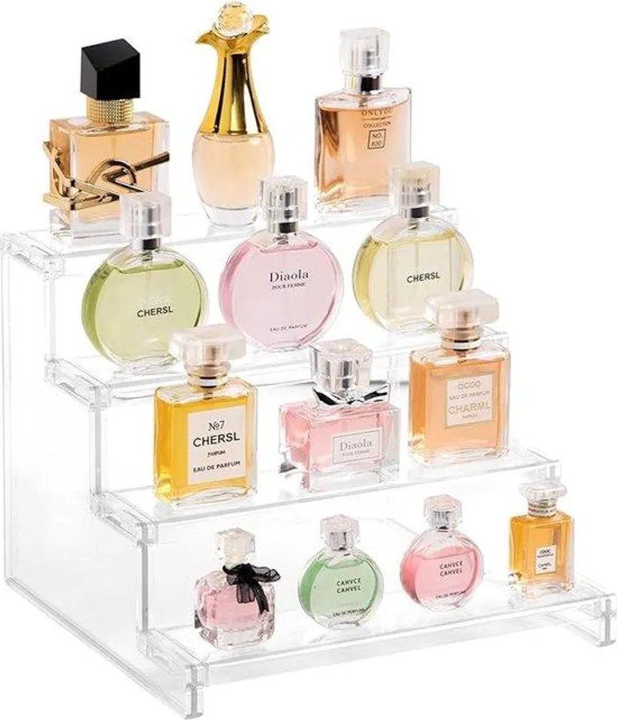 Support acrylique multi-niveaux transparent pour vitrine d'exposition