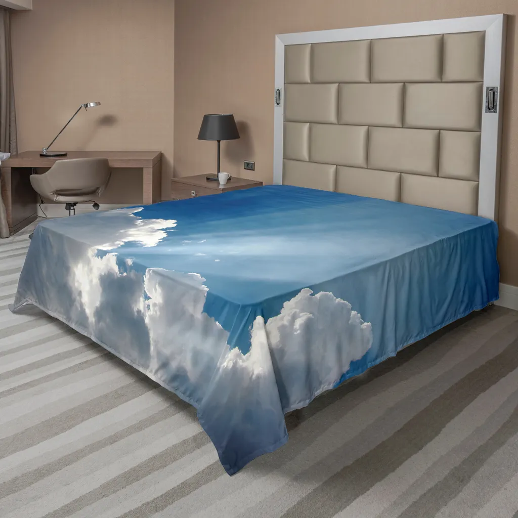 Drap de Lit Supérieur Imprimé Nuages et Soleil pour Décoration Chambre