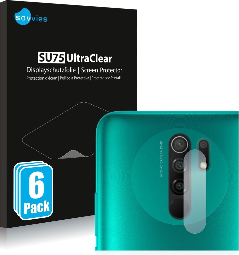 6x Für Xiaomi Redmi 9 (NUR Kameraschutz) Schutzfolie Savvies Displayschutz Display Schutz Folie Klar Transparent