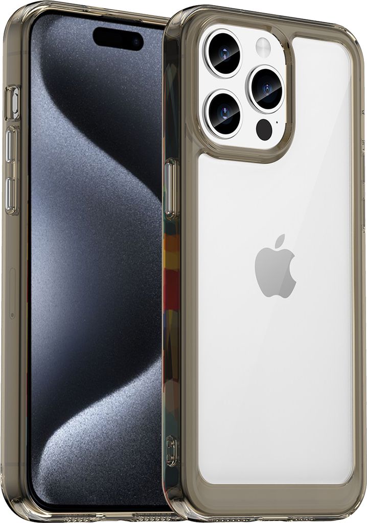 iPhone 15 Pro Max Hülle, Klar Rückseite Stoßfeste TPU Silikon Bumper Schutzhülle für iPhone 15 Pro Max Grau