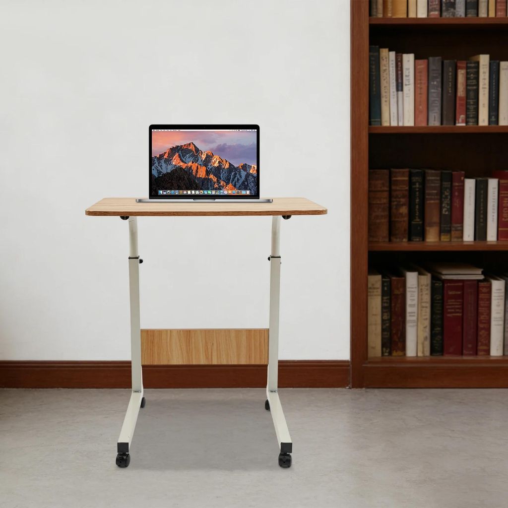 Rollbarer Laptop-Tisch - Überbett-/Sofatisch - Tischplatte 60x40 cm - Höhenverstellbar 70–90 cm - Vier Rollen mit Bremse - Tragfähigkeit 15 kg...