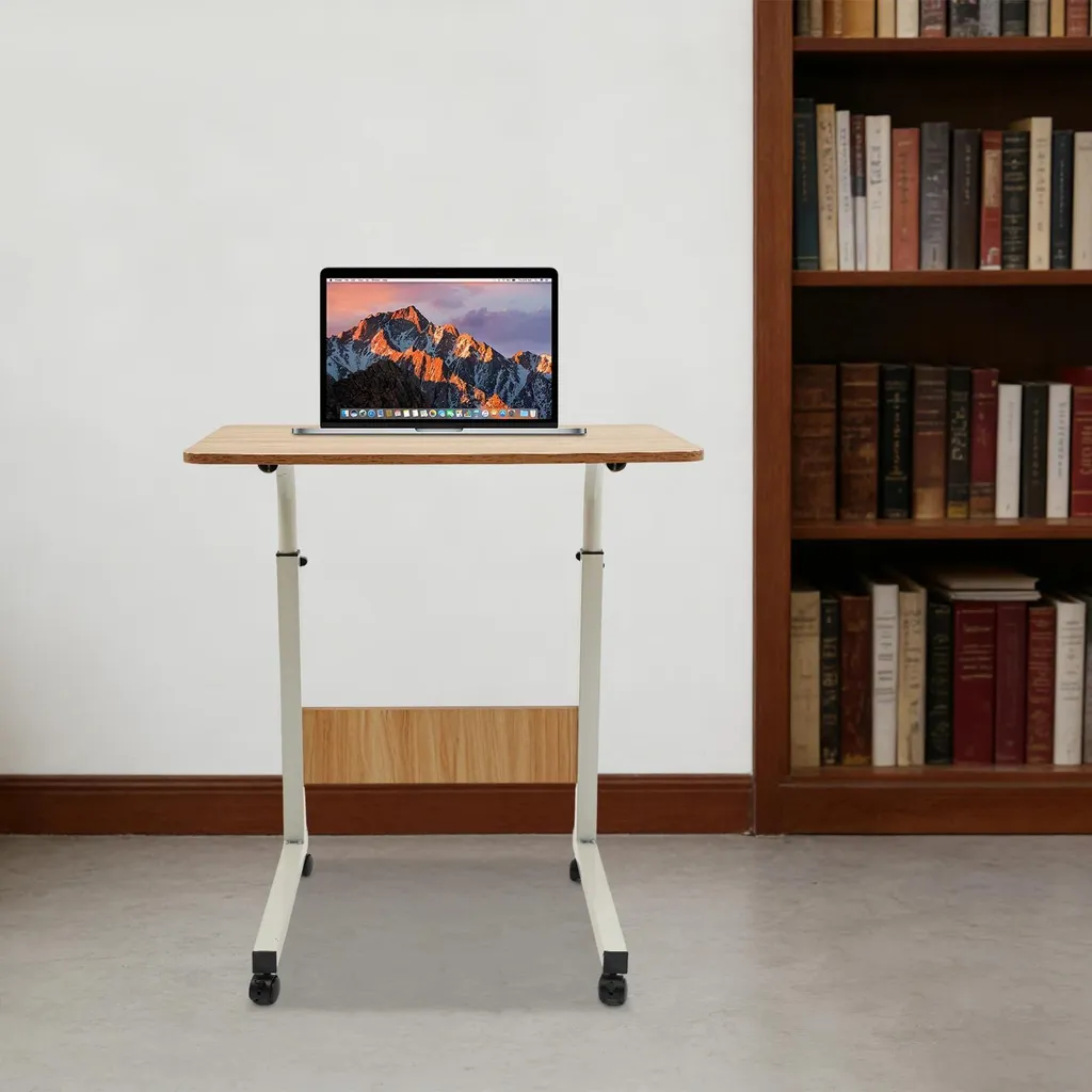 Table Roulante Ordinateur Portable 60x40 cm Hauteur Réglable Kaki