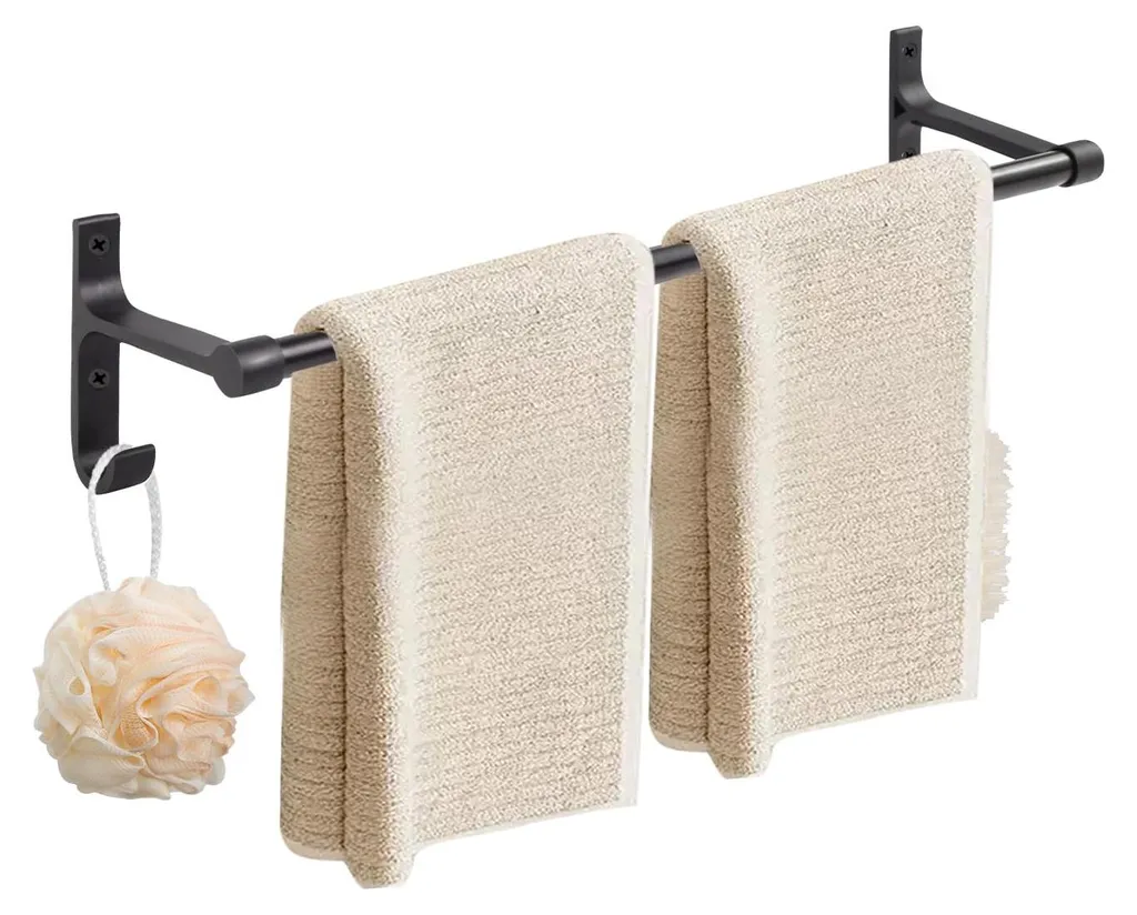 Barre porte-serviettes 80 cm noir mat style industriel pour la douche