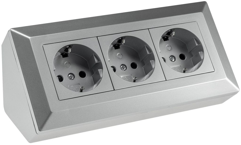 3-fach Steckdosenblock, silber Produktbild 