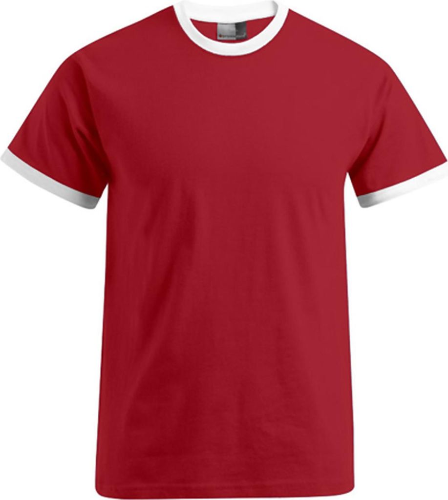 Kontrast T-Shirt Herren, Rot-Weiß, L