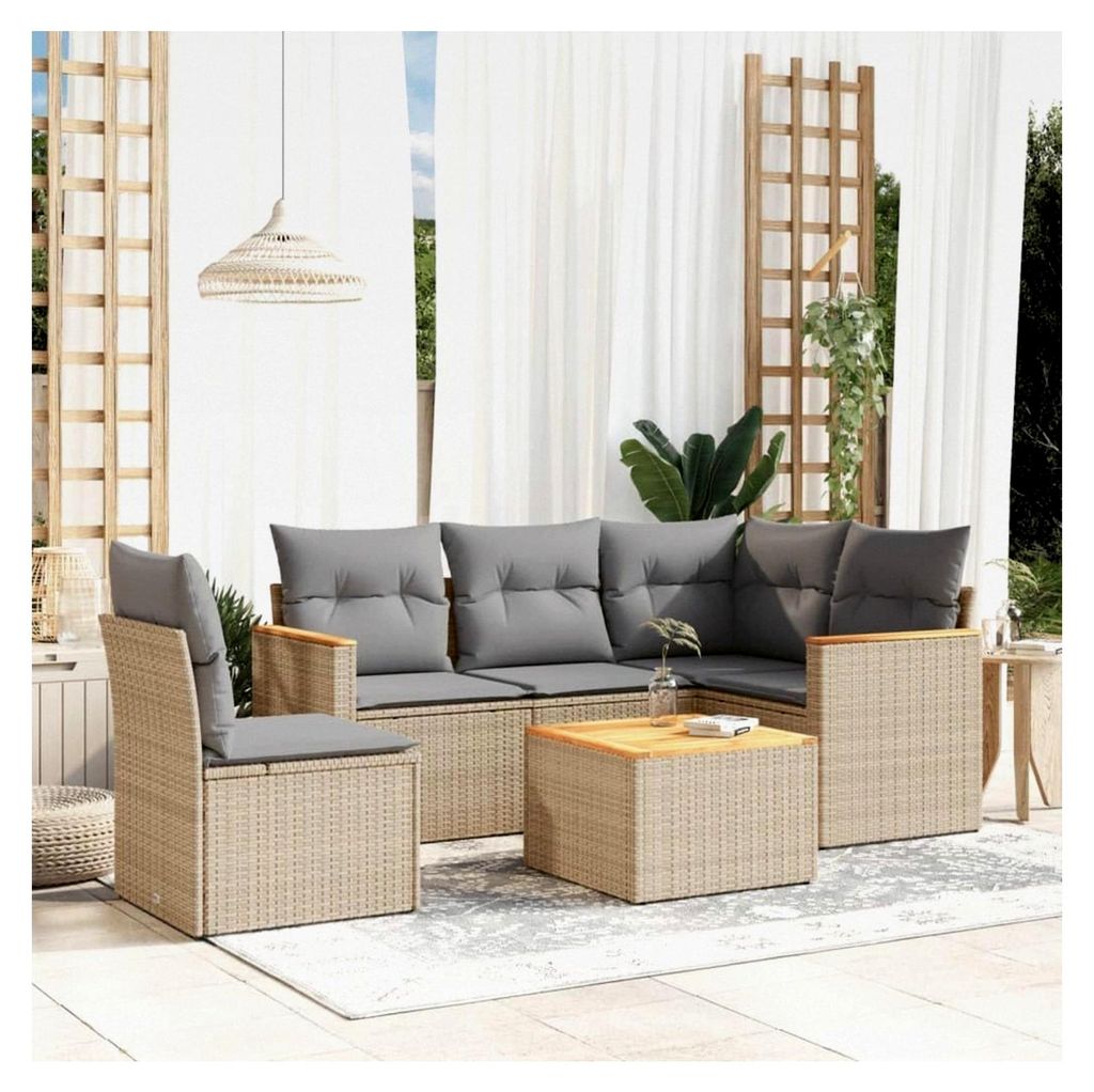 Gartenlounge für Balkon mit Stauraum, Rattan Sofa, Ecklounge, klein, Outdoor Sitzecke, Loungemöbel, Gartensofa, Ecksofa, Balkonmöbel