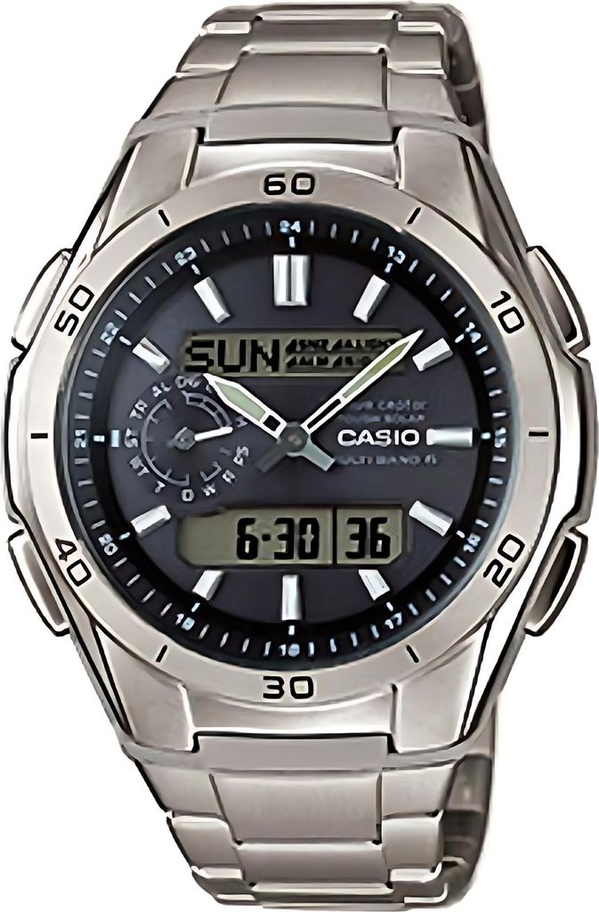 A close-up studio shot of a men's wristwatch.