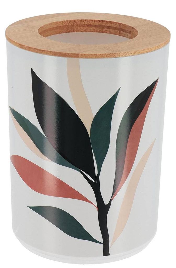 Bedruckter pp abfalleimer mit bambusdeckel 5l - bukolisch - Tendance