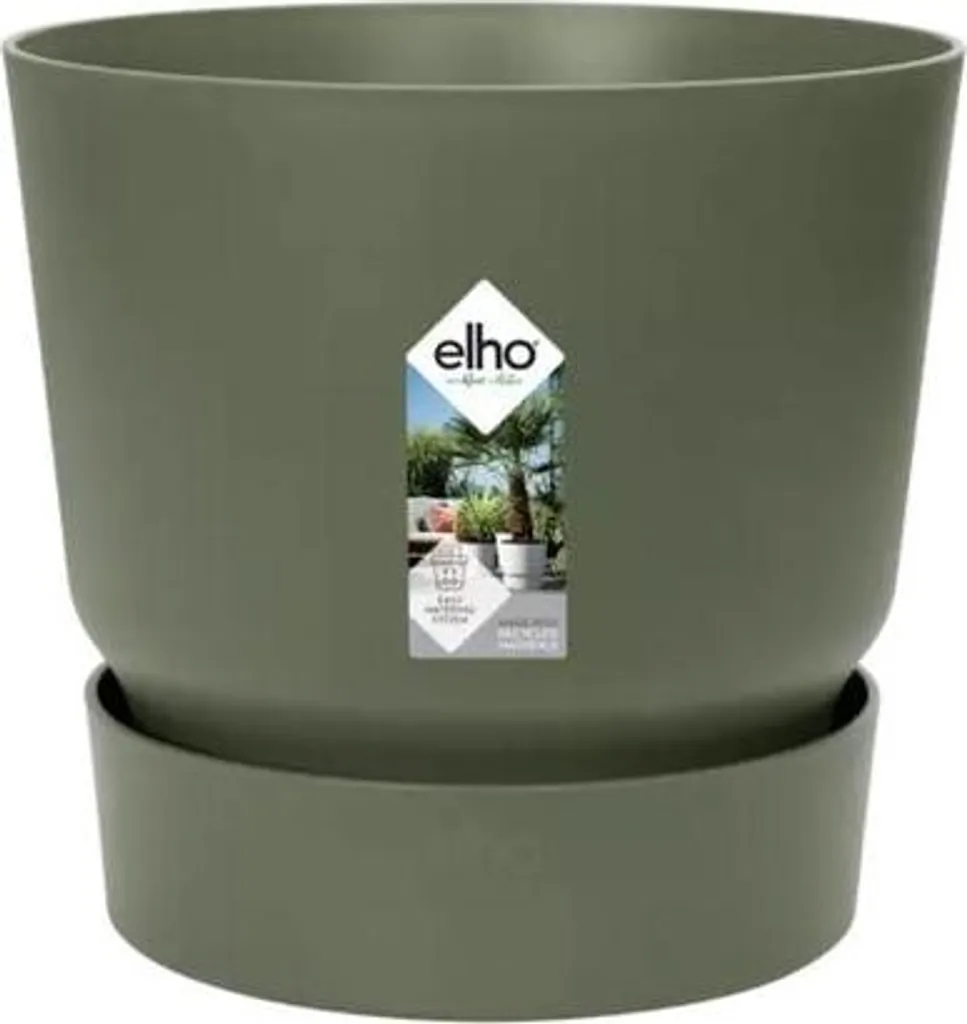 Pot de fleurs auto-arrosant Greenville D20 en plastique recyclé vert