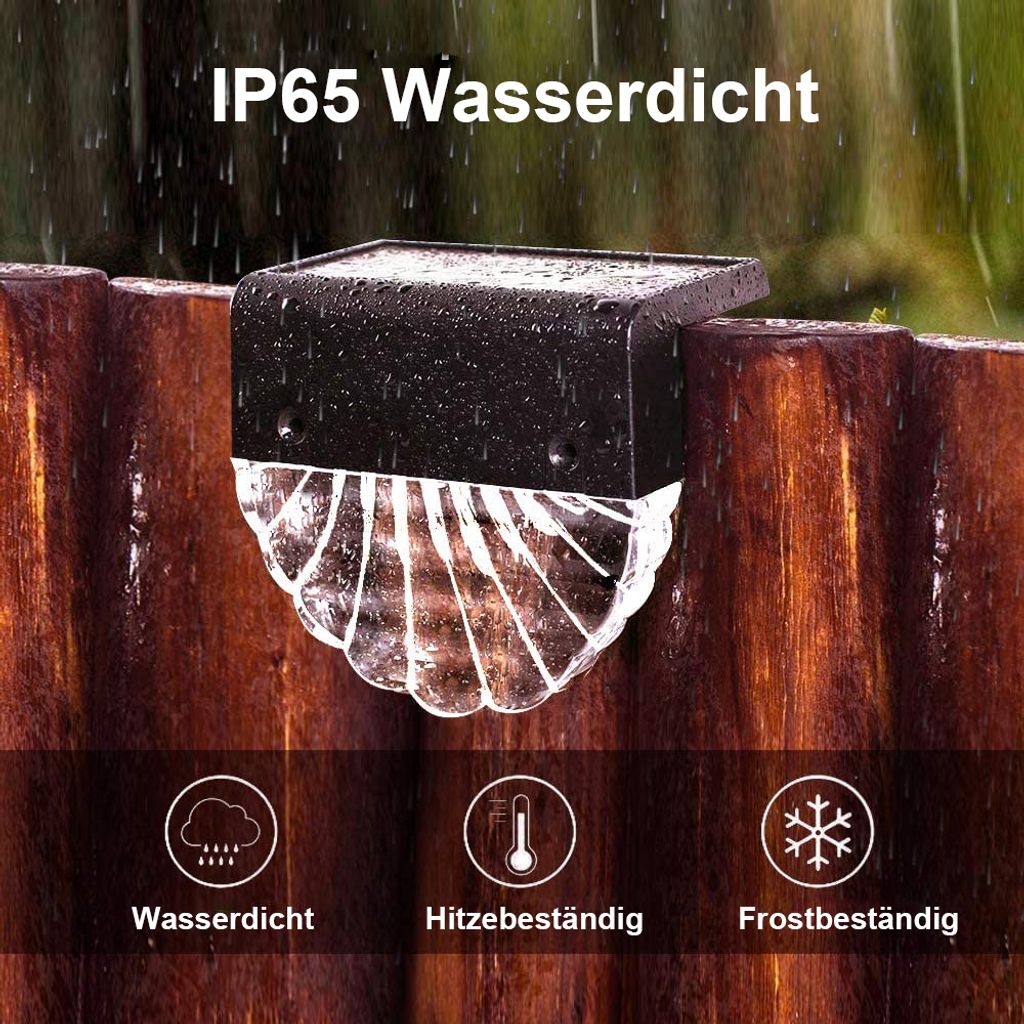 2 Stück LED Solar Zaunlicht Wandleuchte Außen Solarlampe 2 Produktbild 7