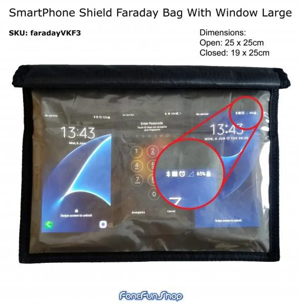 Pochette de Protection Ondes et Sac Faraday VKF3 Large Fenêtre pour Téléphone