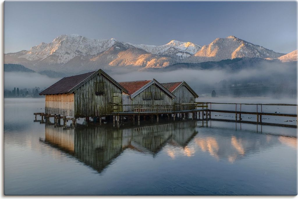 ARTland Leinwandbild WInter am Kochelsee in Bayern Größe: 30x20 cm