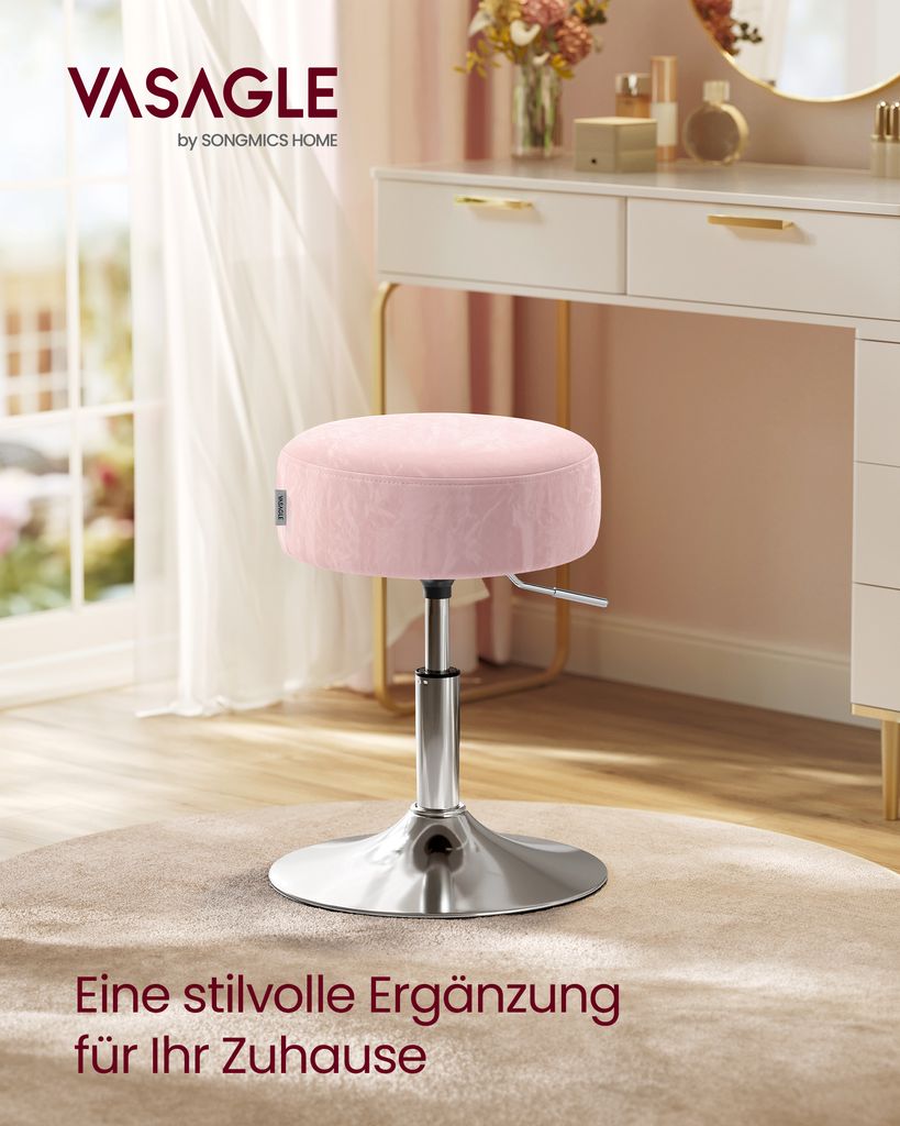 Schminkhocker, Schminkstuhl, Sitzhocker, höhenverstellbar, Produktbild 