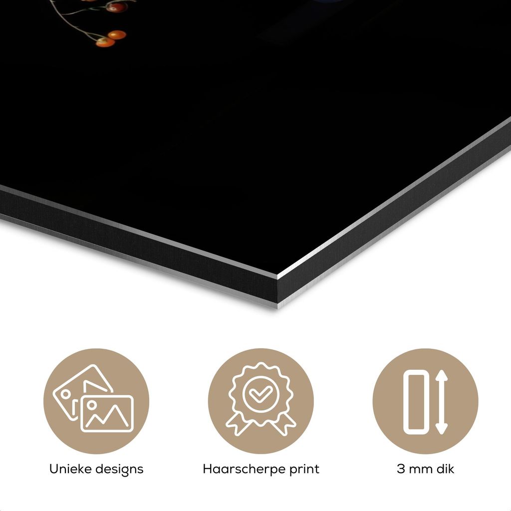 MuchoWow Wanddekoration Metall Metallbild Wandkunst 60x90 cm Blumenarrangement - Vase - Schwarz MuchoWow Aluminium Gemälde - Wandbilder - Aluminium