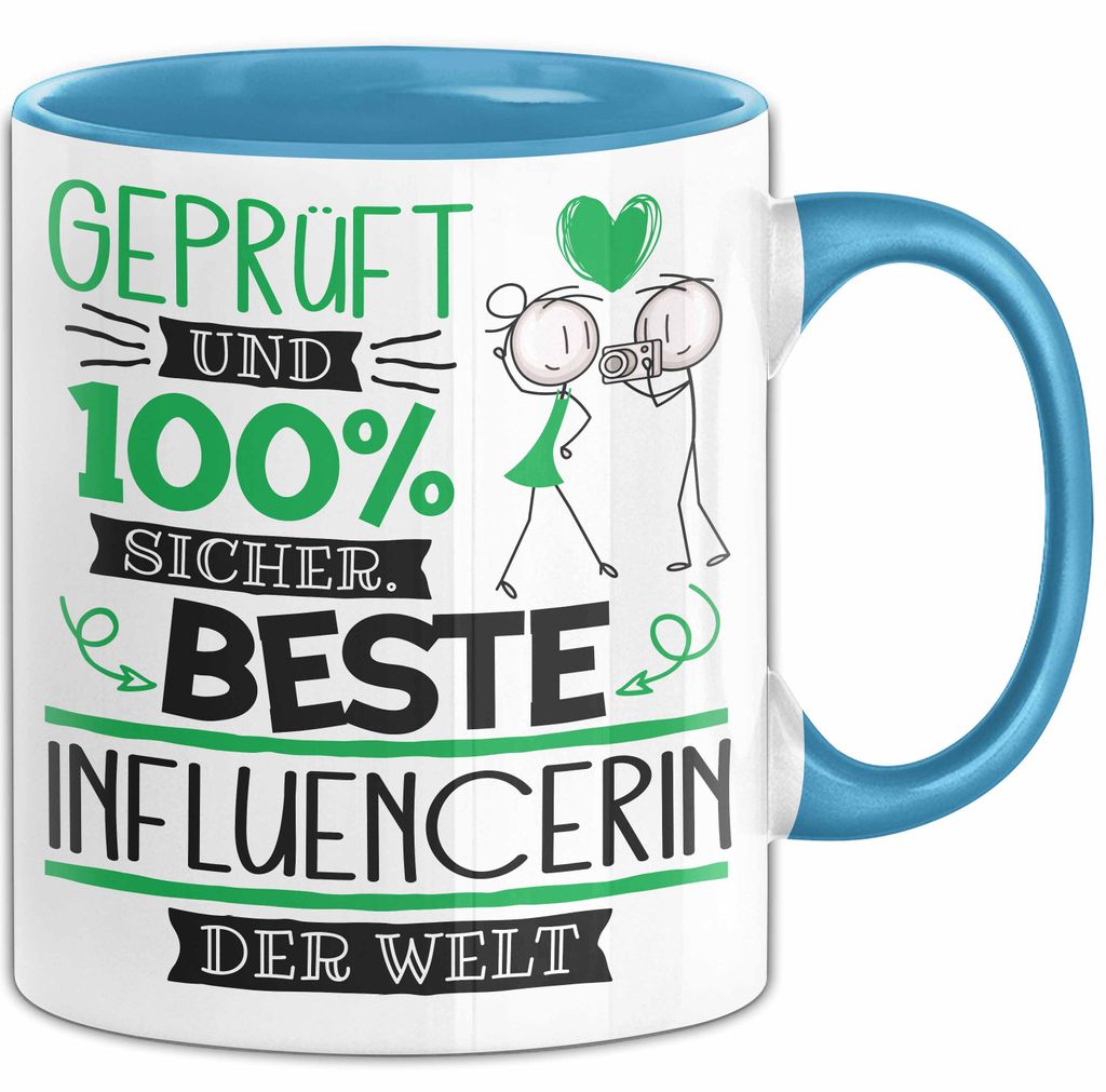 Beste Influencerin Der Welt Tasse Geschenk für Eine Influencerin Und Sicher Geschenkidee Geburtstag Weihnachten (Blau)