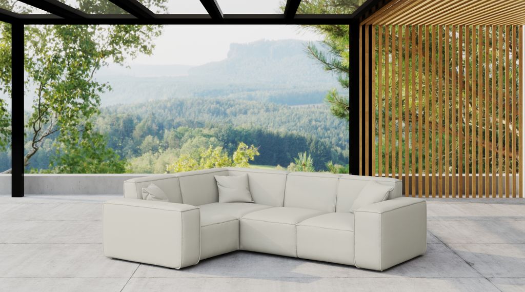 Kaiser Möbel, Gartenmöbel Ecksofa für den Garten MALIBU, die Terrasse, den Hof, gemütliche groß, Gartenmöbel eckcouch, ODYSSEY Creme Links