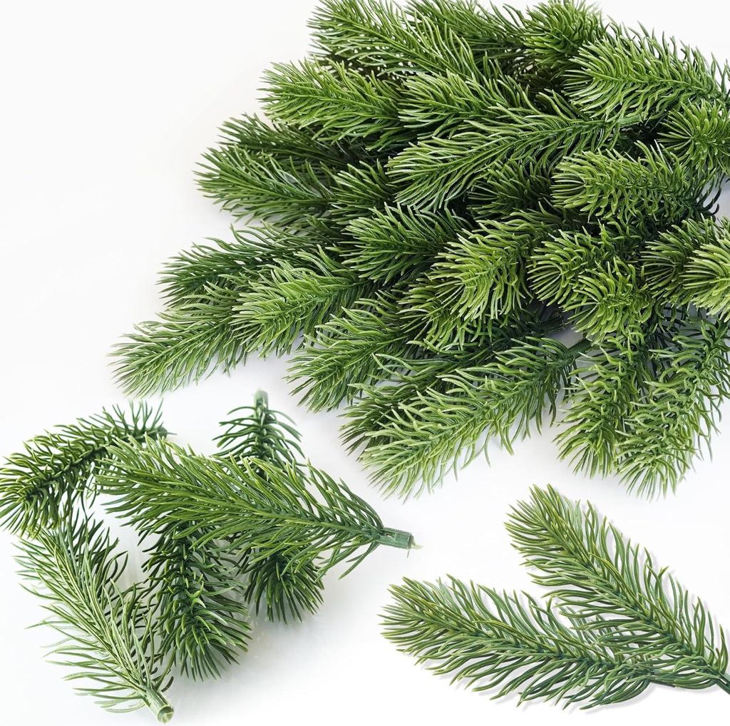 60 Stück Künstliche Tannenzweige, 10 cm Lang Tannenzweige Produktbild 