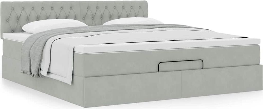 Maison Exclusive - Ottoman-Bett mit Matratze Hellgrau 160x200 cm Samt