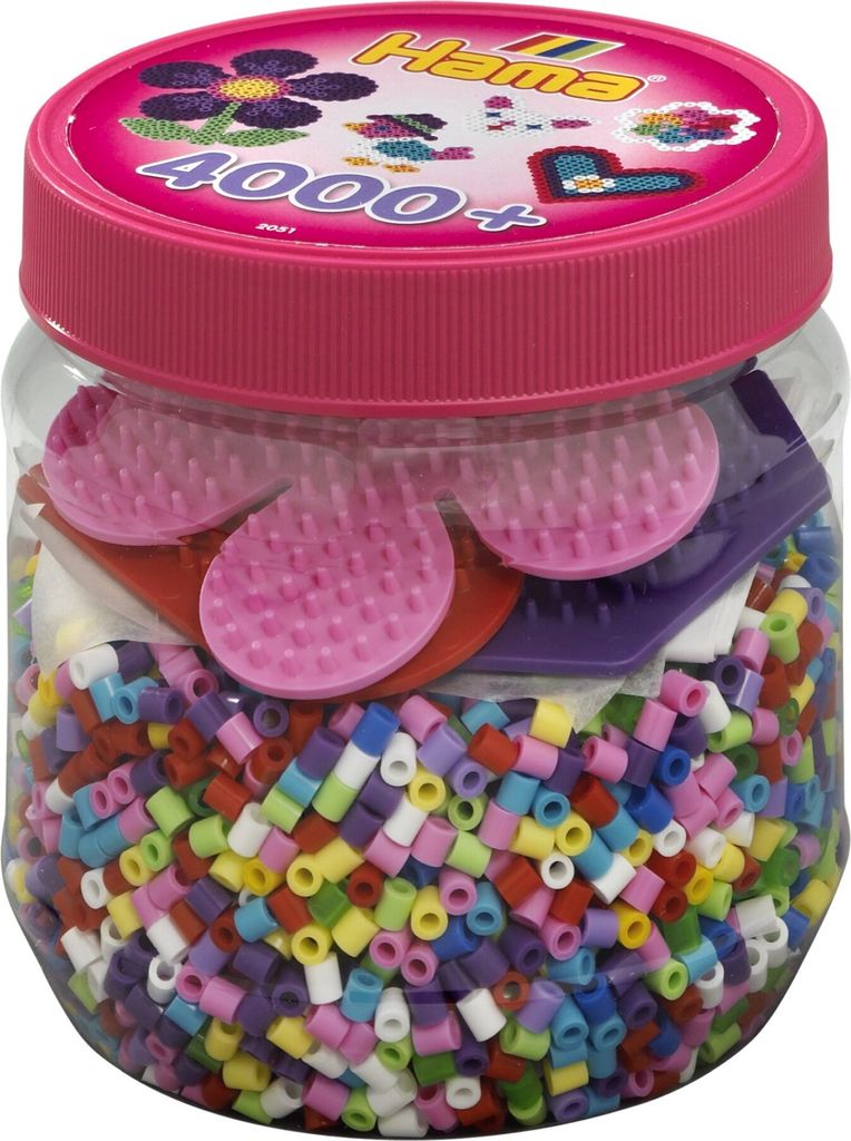 HAMA Dose pink+farbige Platten 4000Stü Produktbild 