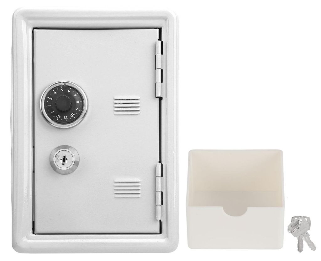 Kinder Mini Schlüssel Geld Aufbewahrung Fall Simulation Safe Box Metall Innovation Geschenke SuppliesWeiß
