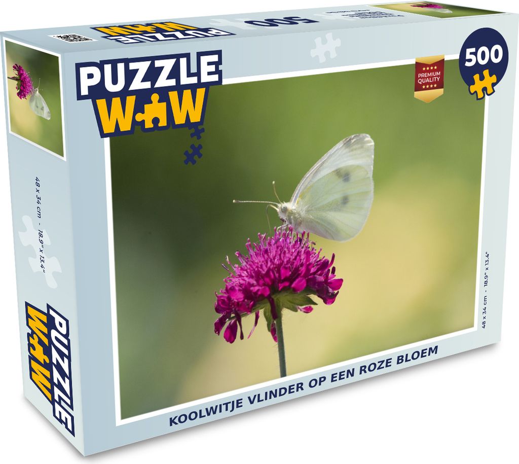 MuchoWow Puzzle 500 Teile Kohlweißling auf einer rosa Blüte - 500 Teile - Kinder - Selberbauen - Puzzlespiele