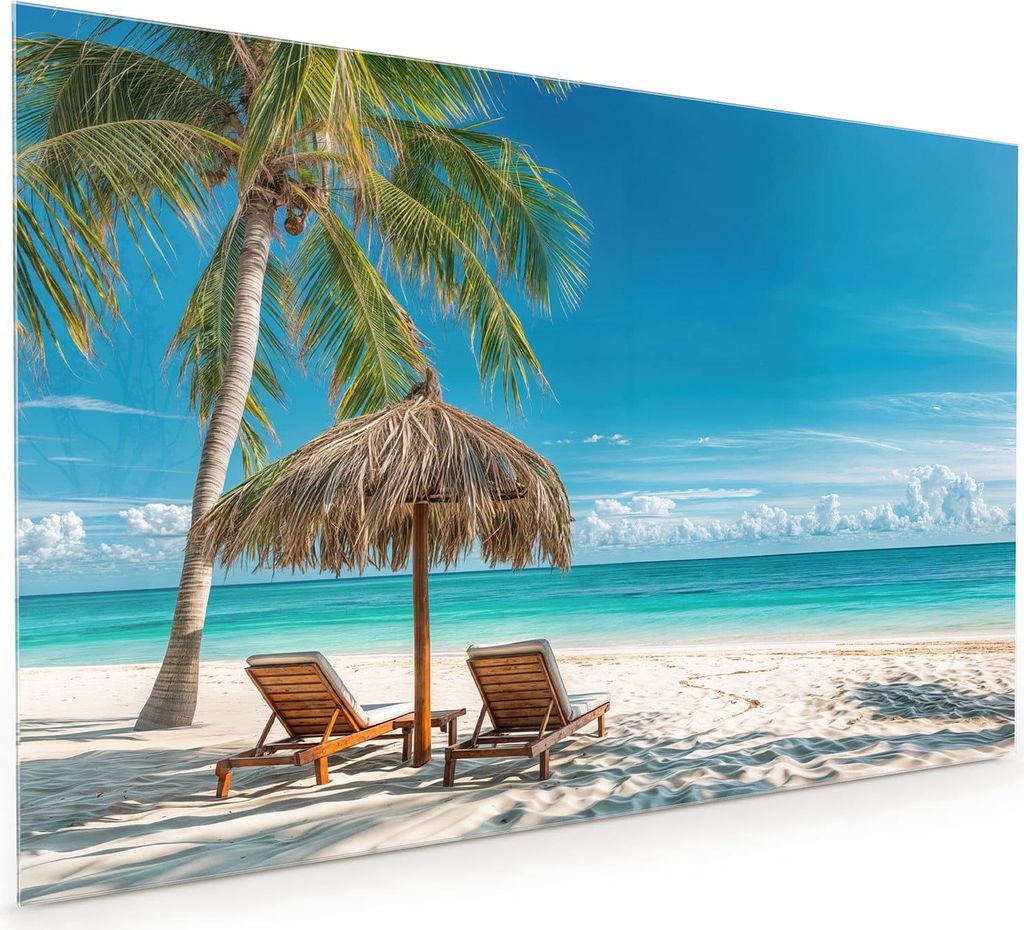 Küchenrückwand Spritzschutz Glas mit Motiv Strandparadies 40 x 40 cm
