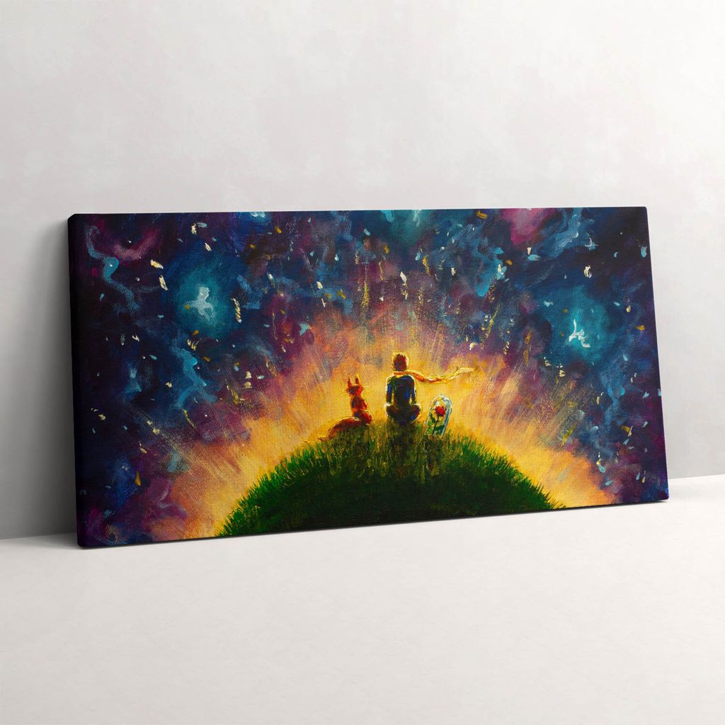 Abstrakte Illustration Der kleine Prinz – Leinwandbild Wandbild – 140x70 cm – Leinwandbilder – Wandbilder – Schlafzimmer – Flur