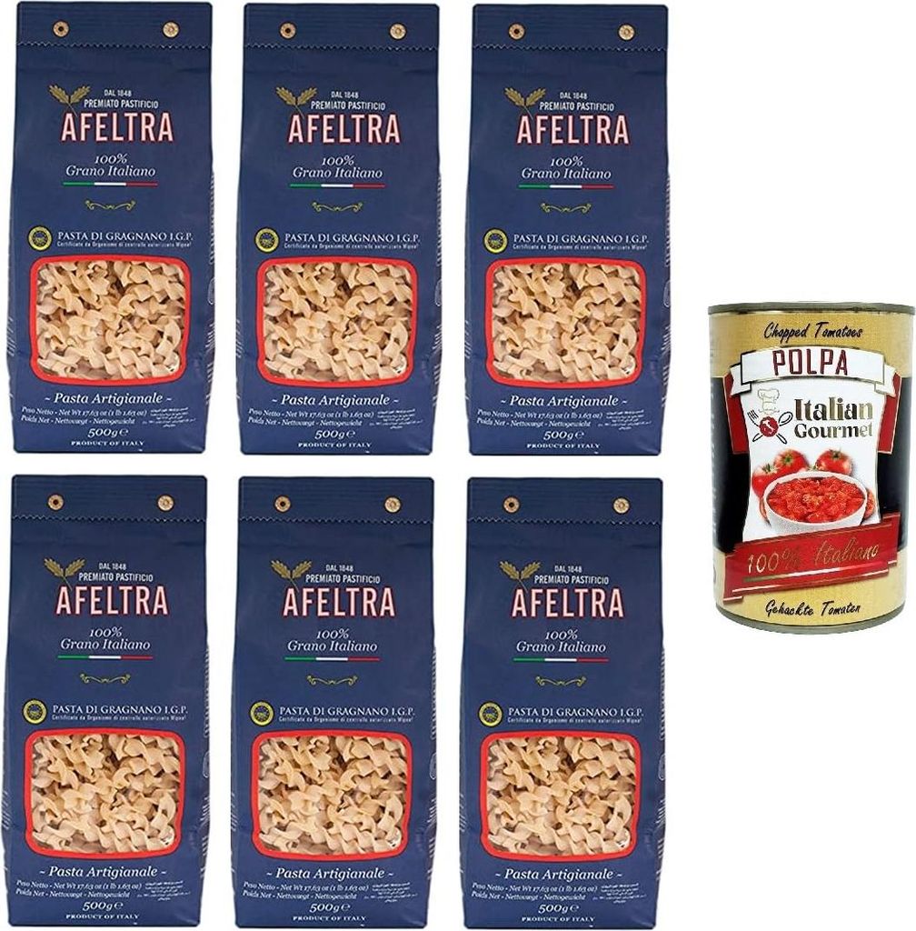 Afeltra Pasta di Gragnano I.G.P Fusillone I.G.P. Grießnudeln 6x 500gr + Italian Gourmet polpa 400g