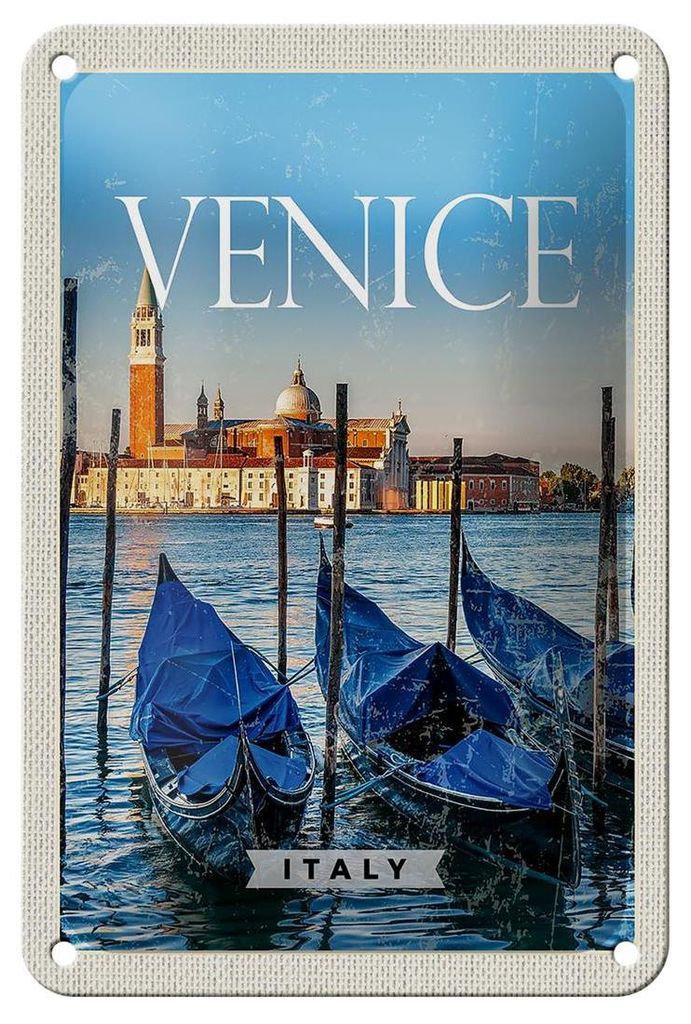 Blechschild Reise 12x18cm Venice Italy Italien Retro Dekoration